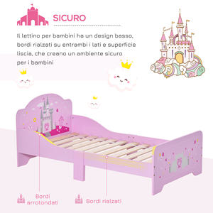 HOMCOM Lit enfant avec bords surélevés en bois pour chambre d'enfant, lit pour enfants de 3 à 6 ans, 143x73x60cm, rose - Product Image 5