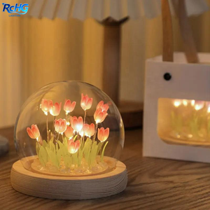 Lámpara Decorativa <span class=keywords><strong>para</strong></span> el Hogar con Forma de Tulipán, Mini Lámpara LED de Cristal con Forma de Tulipán, Lámpara de Flores de Tulipán - Product Image 1