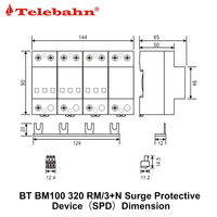 Dispositif de protection contre les surtensions (SPD) 230V/400V/320V 100kA 3P+N, parafoudre pour système triphasé TT/TN-S