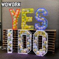 WOWORK ampoule néon à cadre métallique personnalisé géant grand grand led signes lettres 21 chiffres éclairage pour la décoration de fête de mariage