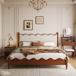 Luxury <b>Bed</b> Frame for Bedroom Solid Wood Frame <b>King</b> Queen Size Wooden <b>Platform</b> <b>Bed</b> for Premium Home Hotel Furniture - Product Image 1