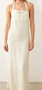 Vestido Largo Blanco Halter con Lazo, Elegante, Sin Mangas, Espalda Descubierta, para Mujer, Verano, Playa, <span class=keywords><strong>Vacaciones</strong></span>, Nueva Llegada 2026 - Product Image 3