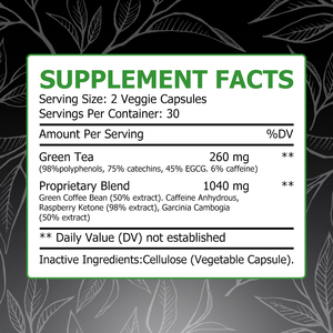Private Label Green Tea Extract Fat Burner Capsules Promotes Clarity and Focus Supports Healthy Digestion Metabolism Boost - Product Image 5