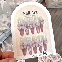 Faux ongles 3D à motifs floraux aléatoires, vente en gros, plusieurs designs / longueurs, ongles faits main à presser, fournisseur de haute qualité