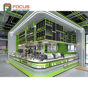 Integrated Coffee Service Counter Register <b>Shelf</b> Barista Work Zone <b>Walnut</b> Cafe Counter Display - Product Image 1