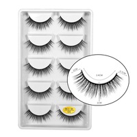 Pestañas postizas de pelo de visón 3D, pestañas largas gruesas naturales, útiles de extensión de belleza, 5 pares, nueva caja H13