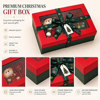 Boîte cadeau rigide personnalisée pour Noël avec couvercle et base, fenêtre transparente, emballage en carton imprimé pour les fêtes, pour bonbons, biscuits, cadeaux