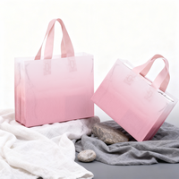 Sacs de transport en plastique PE semi-transparents rose ombré avec poignées à valve, emballage personnalisable pour vêtements et chaussettes