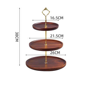 Soporte de Madera de Acacia de 3 Niveles de <span class=keywords><strong>la</strong></span> Mejor Calidad para Postres y Pasteles, Elegante Bandeja para Servir Cupcakes y Frutas para el Té de <span class=keywords><strong>la</strong></span> Tarde y Fiestas - Product Image 6