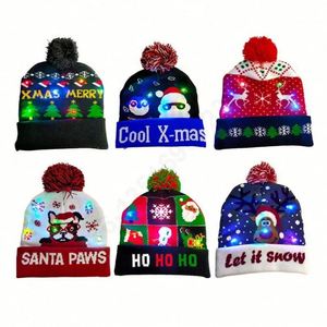Bonnet lumineux LED Noël 2025 – Chapeau de Père Noël et Élan personnalisable avec logo – Cadeau tricoté pour adulte, idéal pour la plage et les affaires - Product Image 1
