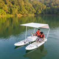 Plateforme flottante combinée SUP et catamaran en DWF à points de soudure personnalisés avec kit complet pour la location commerciale d'activités nautiques en station balnéaire