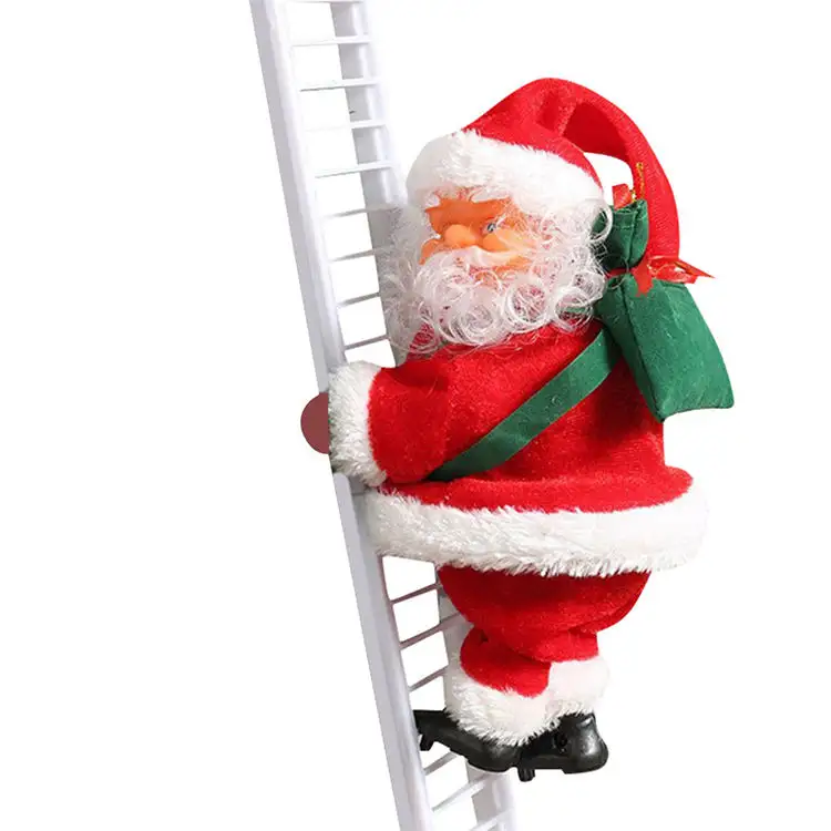 2022 Christmas Small Toy Decorated Christmas Santa Electric Climbing Ladder Claus Hanging Xmas Ornament Christmas For Home San