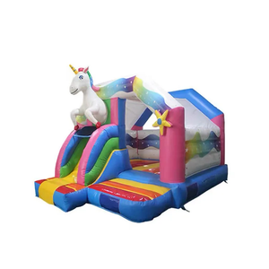 Château gonflable Happy Hop avec toboggan et cerceau, château gonflable à air chaud, petit toboggan rebondissant - Product Image 4