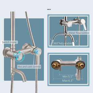 Juego de ducha Apple Shower de acero inoxidable 304 cepillado con diseño de tres funciones de mezcla y elevación para baño - Product Image 5