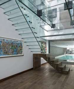 קוד הבנייה של קנדה, קורה מרכזית ספירלית 3 אינץ', עיצוב מדרגות מתכת צפות מודרניות לפנים/חוץ עבור וילה - Product Image 2