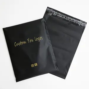 Benutzer definierte Logo Versand Mailer Taschen mit Klebeband, schwarz Kunststoff Kurier Express Versand Taschen für Kleidung T-Shirt