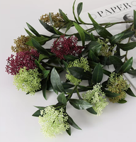 Tiges de verdure artificielle de haute qualité au toucher réel, branche de Skimmia avec baies pour la décoration de mariage, de maison, de fête, de table, vente en gros