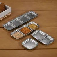 Plat à sauce coréen en acier inoxydable, forme irrégulière, style vintage, plateau à condiments séparé pour BBQ