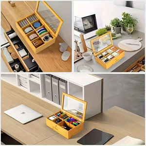 Atacado Multi-Funcional 8 Compartimentos Bambu Gaveta Organizador Saco De Chá Caixas Caixa De Chá De Madeira para Cozinha Pantry Countertop - Product Image 5