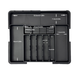 Organisateur de tiroir extensible en <span class=keywords><strong>plastique</strong></span> PP rectangulaire |   Rangement de vaisselle de cuisine avec <span class=keywords><strong>bloc</strong></span> à couteaux, bacs multi-usages 10-20L - Product Image 2