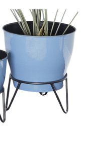 Home & Garden Supplies Handcrafted Glossy Finish Round Metal Flower <b>Pots</b> and Planter <b>With</b> Golden <b>Stand</b> High Quality Indoor <b>Pots</b> - Product Image 2