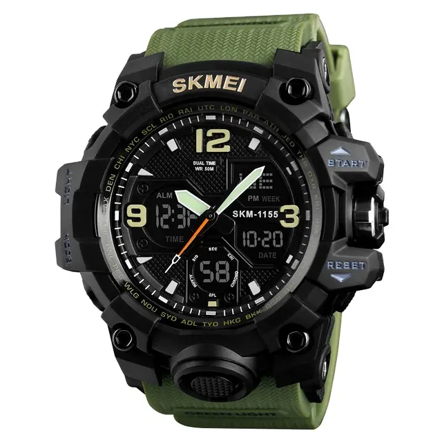 SKMEI 1155B Watches Hot Sale Dual Display Gift Digital Boys Watches Men Wrist Luxury Waterproof Electronic Wrist Watch