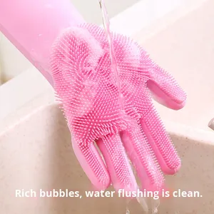 Gants ménagers en silicone épais, imperméables et résistants à la chaleur, couleur personnalisée, longue durée, pour la vaisselle, le bain et le toilettage des animaux - Product Image 1
