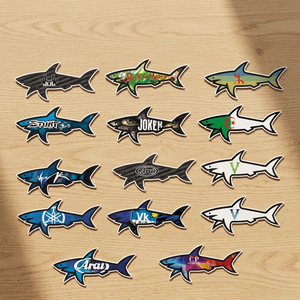 Omerta Cartoon Shark Vinyl Sticker Waterproof Gloss Lamination Promotional Gift PVC Material - Product Image 2