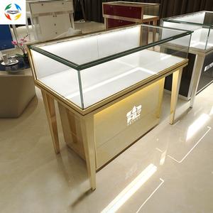 Vitrine en verre professionnelle haut de gamme pour <span class=keywords><strong>bijoux</strong></span>, avec comptoirs de magasin, armoires, <span class=keywords><strong>porte</strong></span> coulissante supérieure et éclairage LED, pour l'aménagement intérieur de boutiques. - Product Image 2