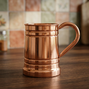 Mug à Moscow Mule en cuivre artisanal à double paroi avec poignée pour boissons froides, bar à domicile, cocktails - Artisanat indien - Product Image 1
