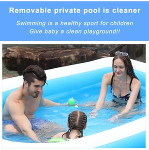 Piscine gonflable en PVC pour enfants et adultes, design rectangulaire durable, piscine familiale gonflable de grande taille - Product Image 6