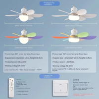 Ventilateur de plafond moderne à 6 pales avec lampe LED en forme de fleur, E26/E27, avec télécommande, fonction de gradation, ampoules 3 couleurs, vente chaude