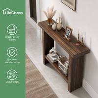 Mueble Minimalista para Entrada en Color Marrón Oscuro, Mesa Consola Delgada de 39 Pulgadas, Mesa Auxiliar Rectangular para Pasillo, Diseño Sostenible en PB