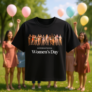 T-shirt per la Giornata internazionale della donna, girocollo, 100% cotone, stampa femminista, abbigliamento casual per donna, tutte le stagioni - Product Image 2