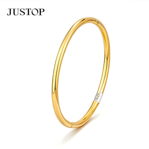 Women's Justop OEM/OEM Custom Waterproof Stainless Steel Gold Plating Hypoallergenic <b>Jade</b> <b>Bangle</b> Fashion Jewelry - Product Image 5