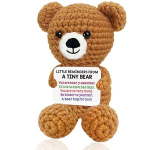 Orsetto di peluche lavorato a maglia, in lana marrone, fatto a mano all'uncinetto, caldo e carino, decorazione da scrivania. - Product Image 1