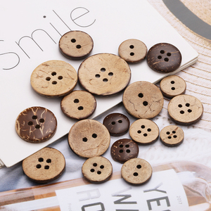 Nút áo-Dừa gỗ thân thiện với môi trường, tròn, lỗ 2/4, phẳng, đa kích cỡ, thủ công tự nhiên - Product Image 5