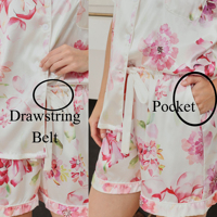 FUNG 8009 Ensemble de pyjama court en satin floral délicat de luxe pour femmes pour la mariée et les demoiselles d'honneur Cadeaux pour la fête nuptiale