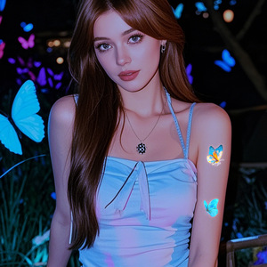 Pegatinas de Tatuajes Fluorescentes con Temática de Mar y Mariposas, Logotipo Personalizable de Lujo para Festivales de Música y Conciertos - Product Image 1