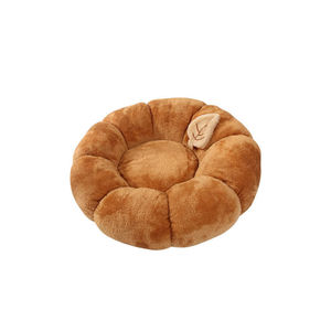 <b>Cat</b> Bed Round <b>Plush</b> Winter Warm Pet Bed For <b>Cat</b> Dog Egg Yolk Pumpkin Color Soft Cozy Nest - Product Image 5