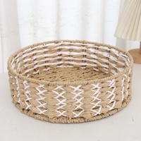 Ensemble de paniers de rangement circulaires en corde de papier tressée, écologiques, durables et modernes, pour l'organisation de la maison