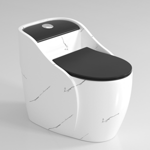 Recién llegado <span class=keywords><strong>de</strong></span> lujo, mármol, cerámica, Color blanco, <span class=keywords><strong>asiento</strong></span> negro, artículos sanitarios montados en el suelo, inodoro <span class=keywords><strong>de</strong></span> una pieza Inodoro - Product Image 1
