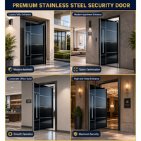Porte de sécurité moderne sur mesure en acier inoxydable, porte en aluminium et bois, plusieurs choix de cœurs en bois