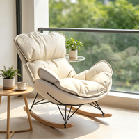 Chaise longue à bascule moderne et ergonomique, en forme de papillon, surdimensionnée, avec coussin profond et rembourrage doux en peluche, facile à utiliser