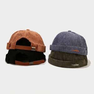 Men Women Retro Literary <b>Small</b> Docker Hat Corduroy Trend Street Hip-Hop Cotton Docker Hat with Custom Embrodidrey logo - Product Image 2