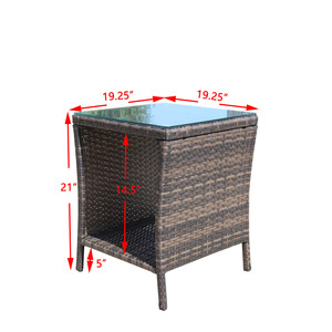 Outdoor Patio <b>Coffee</b> <b>Table</b> with Clear Tempered Glass Top for Garden Decking - Product Image 2