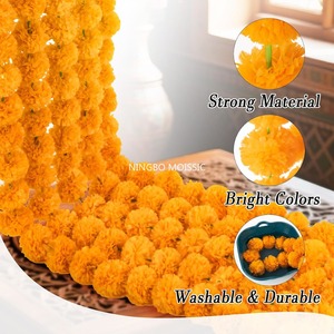 Guirlande de souci indien de 5 pieds pour mariage Diwali et décorations du jour des morts Guirlandes florales élégantes - Product Image 2