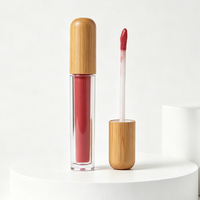 Tube de rouge à lèvres et gloss vide en bambou naturel pour maquillage cosmétique, tubes de gloss vides avec applicateurs, logo personnalisé