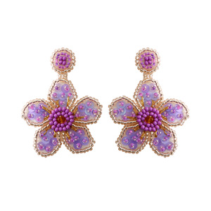 Anting Bunga ต่างหูลูกปัดข้าวถักแฮนด์เมด,ต่างหูดอกไม้หลากสีติดลูกปัดแนววินเทจสำหรับฤดูร้อน - Product Image 6