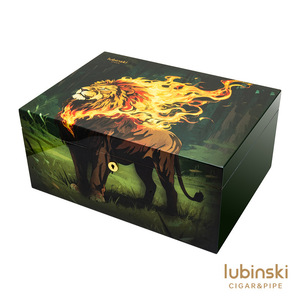 Humidor de Cigarros de Lujo de Madera de Cedro <span class=keywords><strong>con</strong></span> Acabado de Pintura para Piano, Gran Capacidad, <span class=keywords><strong>con</strong></span> Higrómetro y Humidificador - Product Image 1
